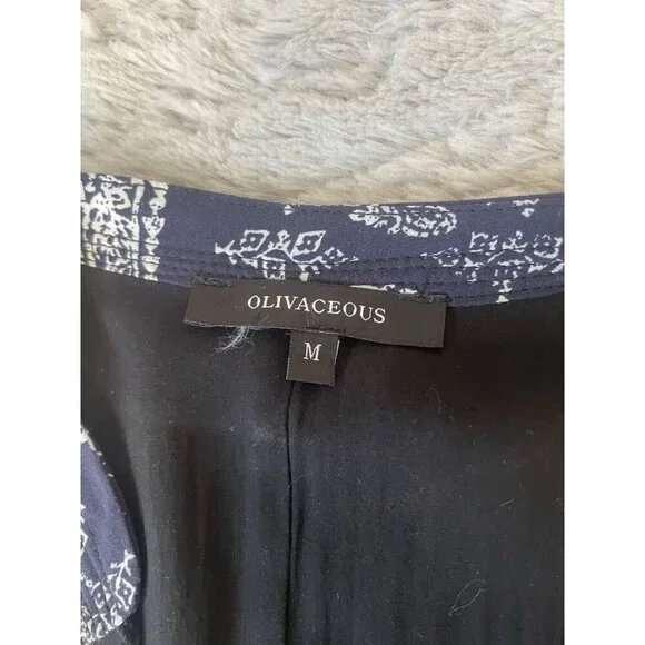 Olivaceous Navy Blue and White Boho Sun Dress or Cover Up Women's Size M - Picture 2 of 10